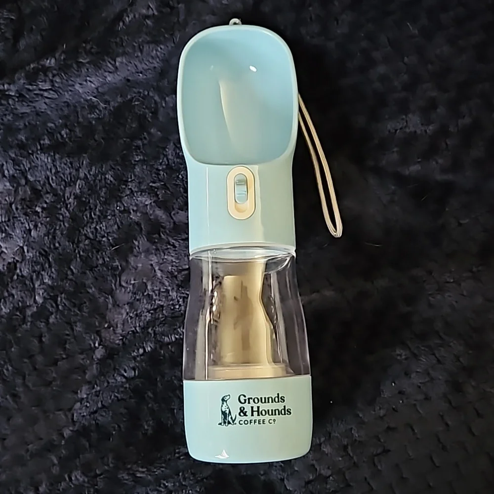 NEW Dog Water Bottle + treat holder Grounds & Hounds Coffee travel walking camp